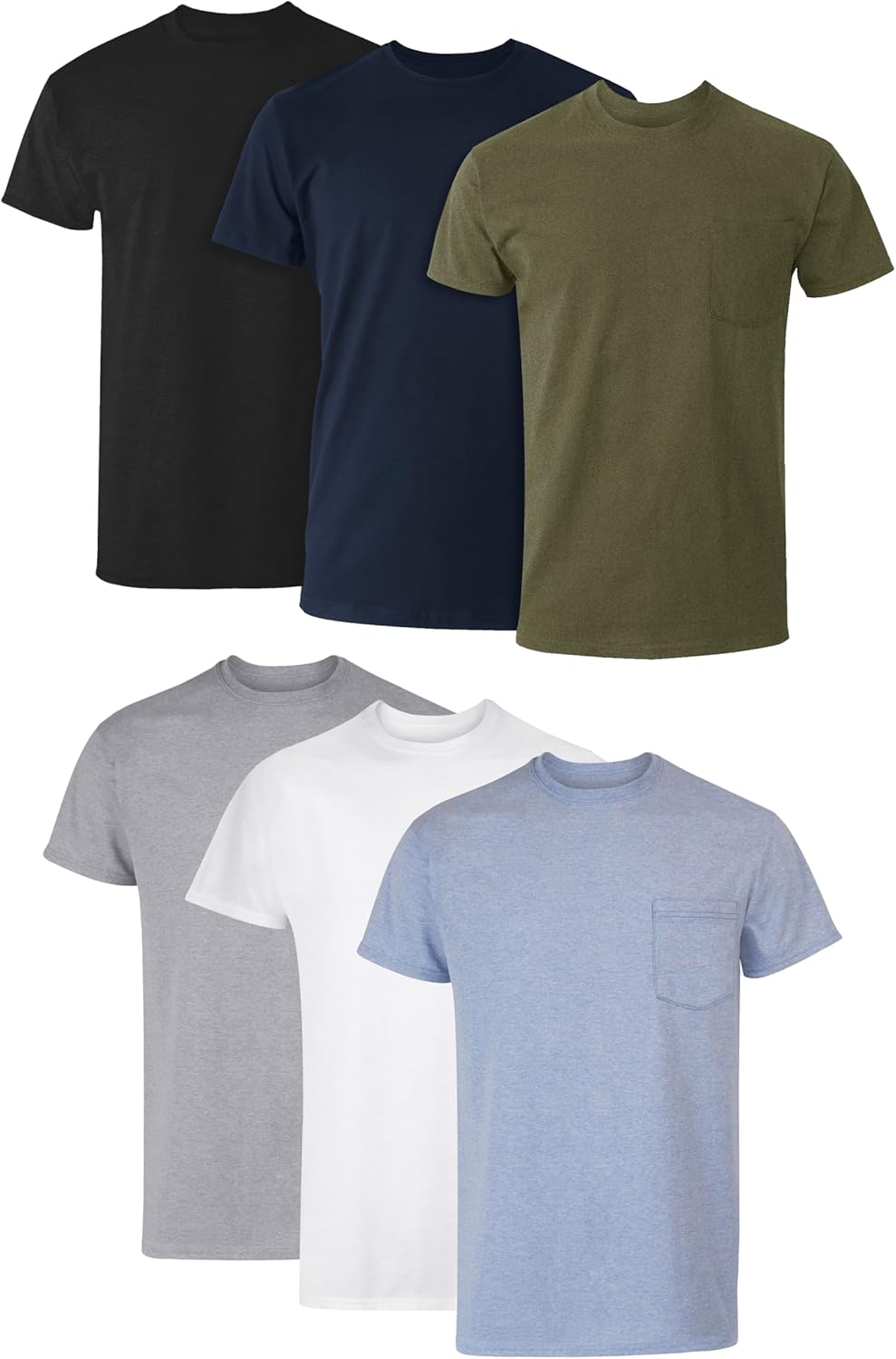 Hanes Herre T-shirt Lomme Bomuld Rund Hals 6-Pak 2135