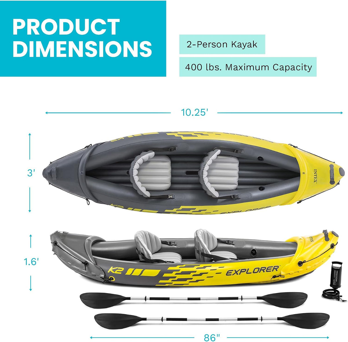 INTEX Explorer K2 Oppustelig Kajaksæt 68307EP