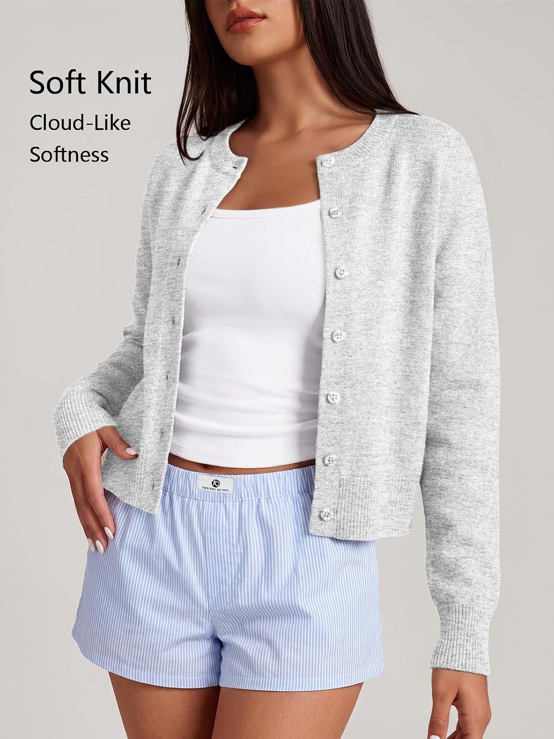 Trendy Queen Cropped Cardigan Trøje til Kvinder Trd688