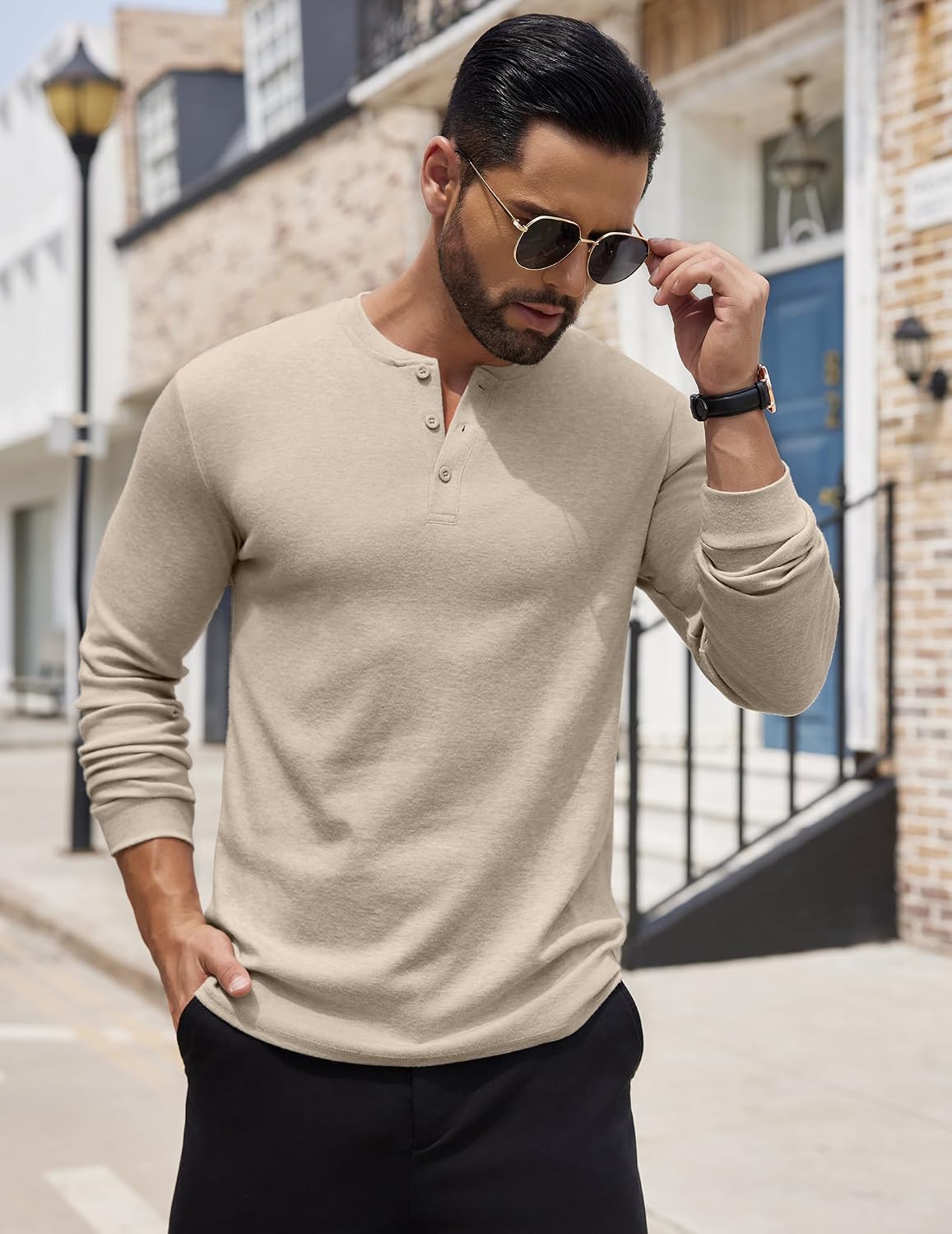 COOFANDY Herre Henley Skjorte Langærmet Ztj009440