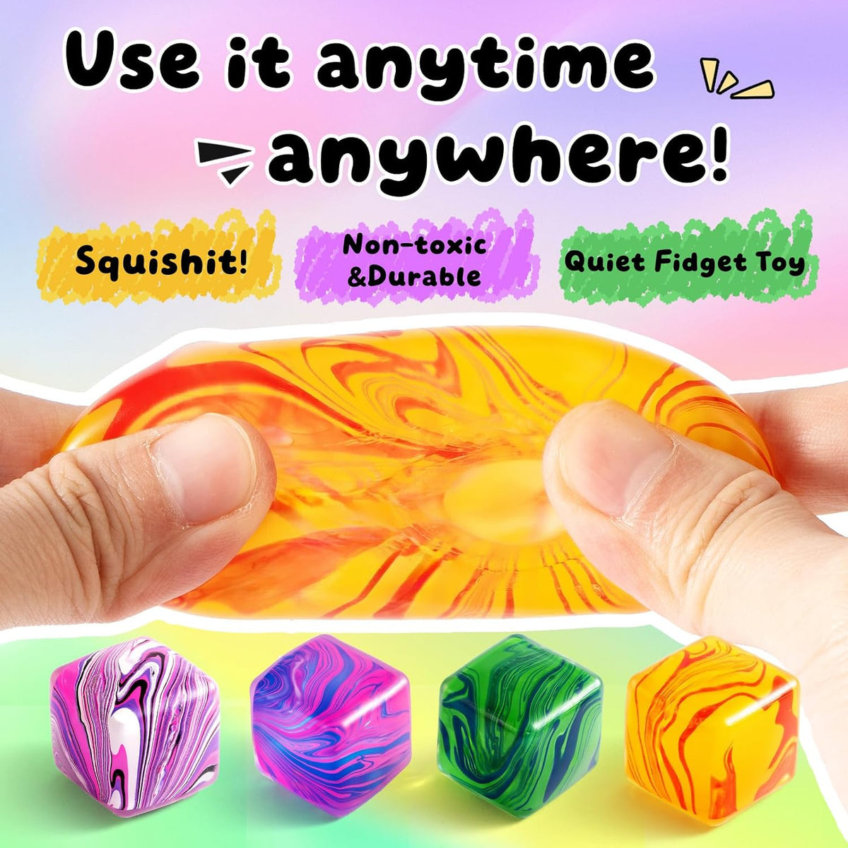 Yooshi Squishy Stress Cube Fidget Sæt 4 Stk. YS-3cm Stress Cube-4Pcs