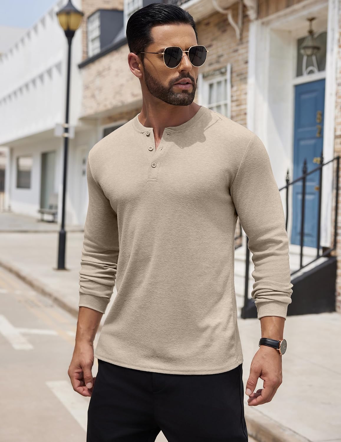 COOFANDY Herre Henley Skjorte Langærmet Ztj009440