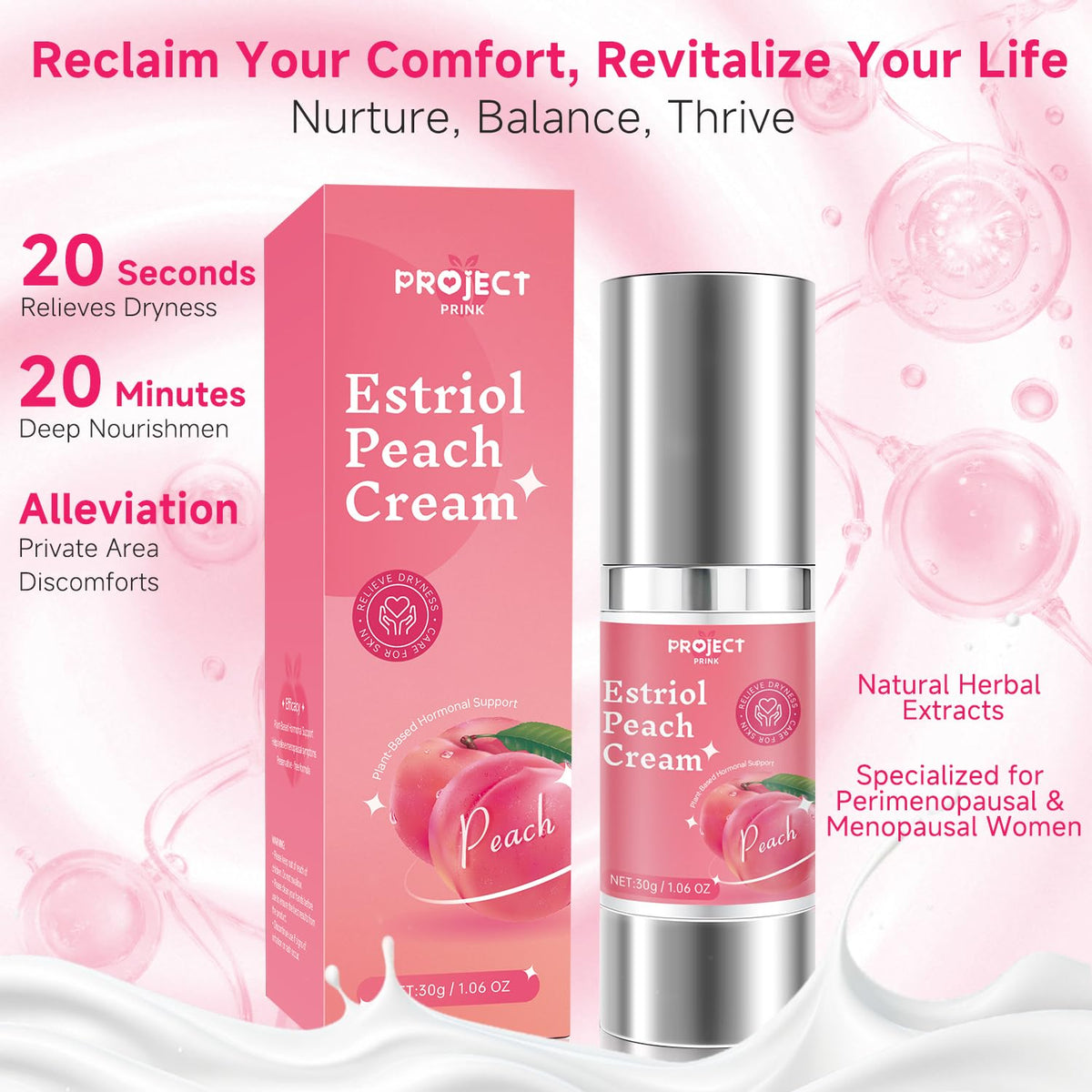 PROJECT PRINK Natural Peach Intimcreme til Kvinder 31ml