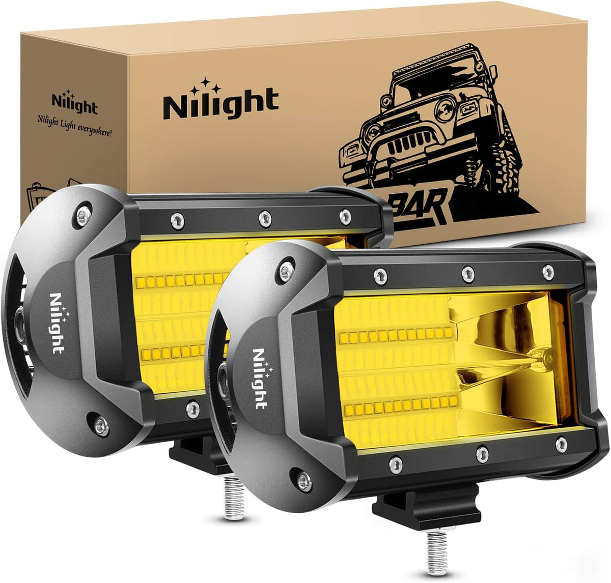 Nilight LED Arbejdslygter 12.7 cm 2 Stk. 72W 18030C-A