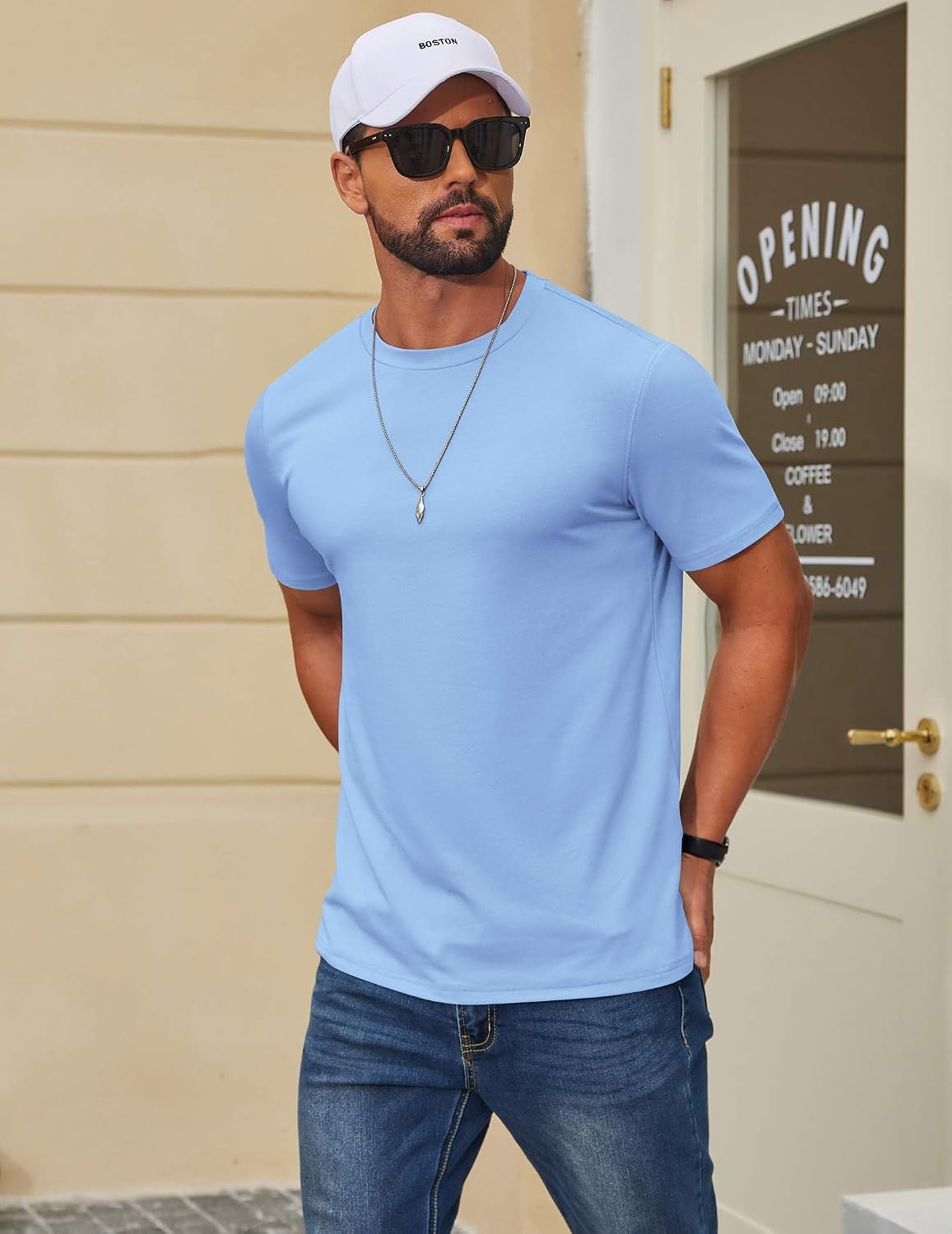 COOFANDY Herre T-Shirt Crew Neck Kortærmet Cxj010453