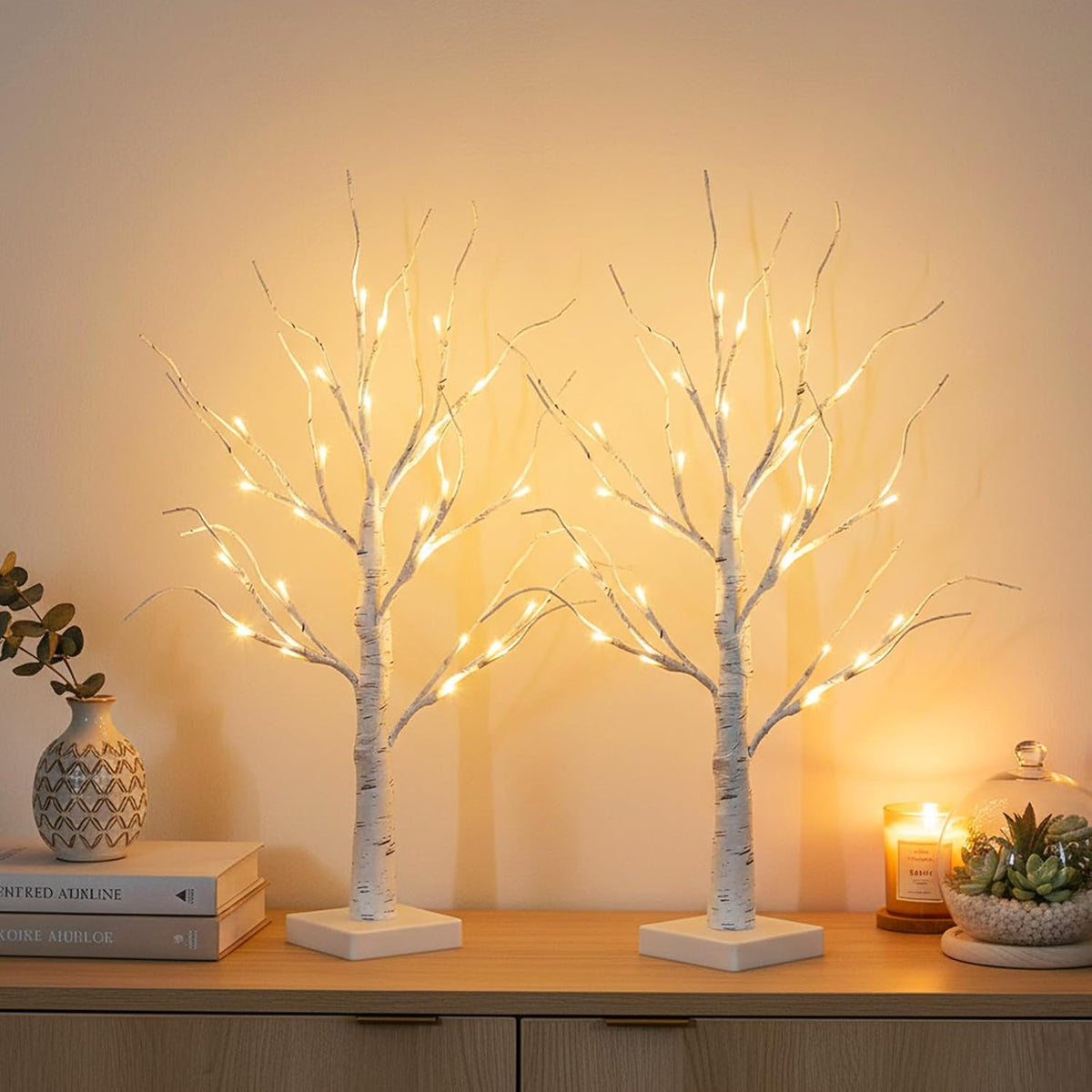 PEIDUO LED Birketræ Bordlampe 61 cm 2 Stk.
