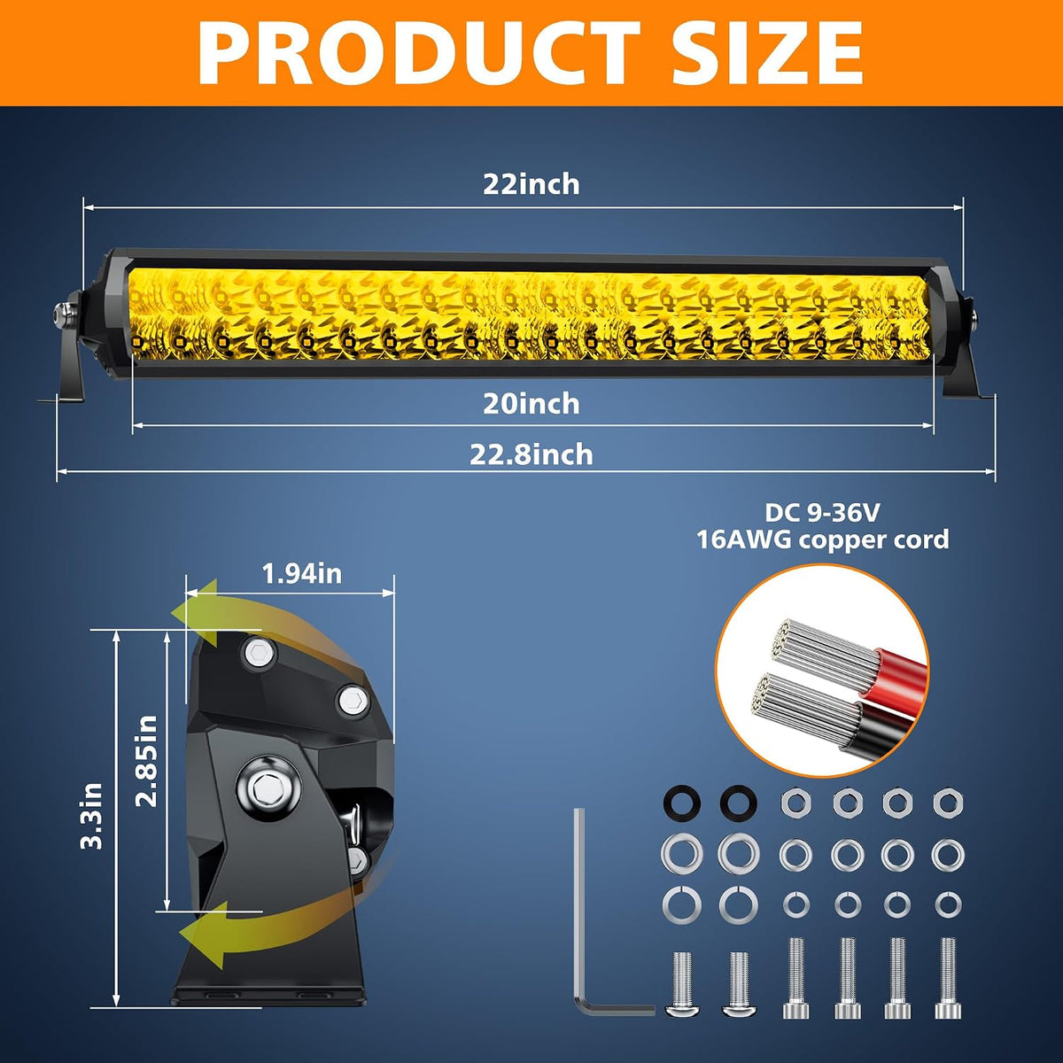 EK ENNOKING Gul LED Light Bar 150W S5D6