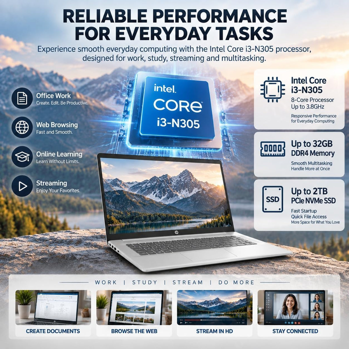 HP 17.3" HD+ Bærbar Computer