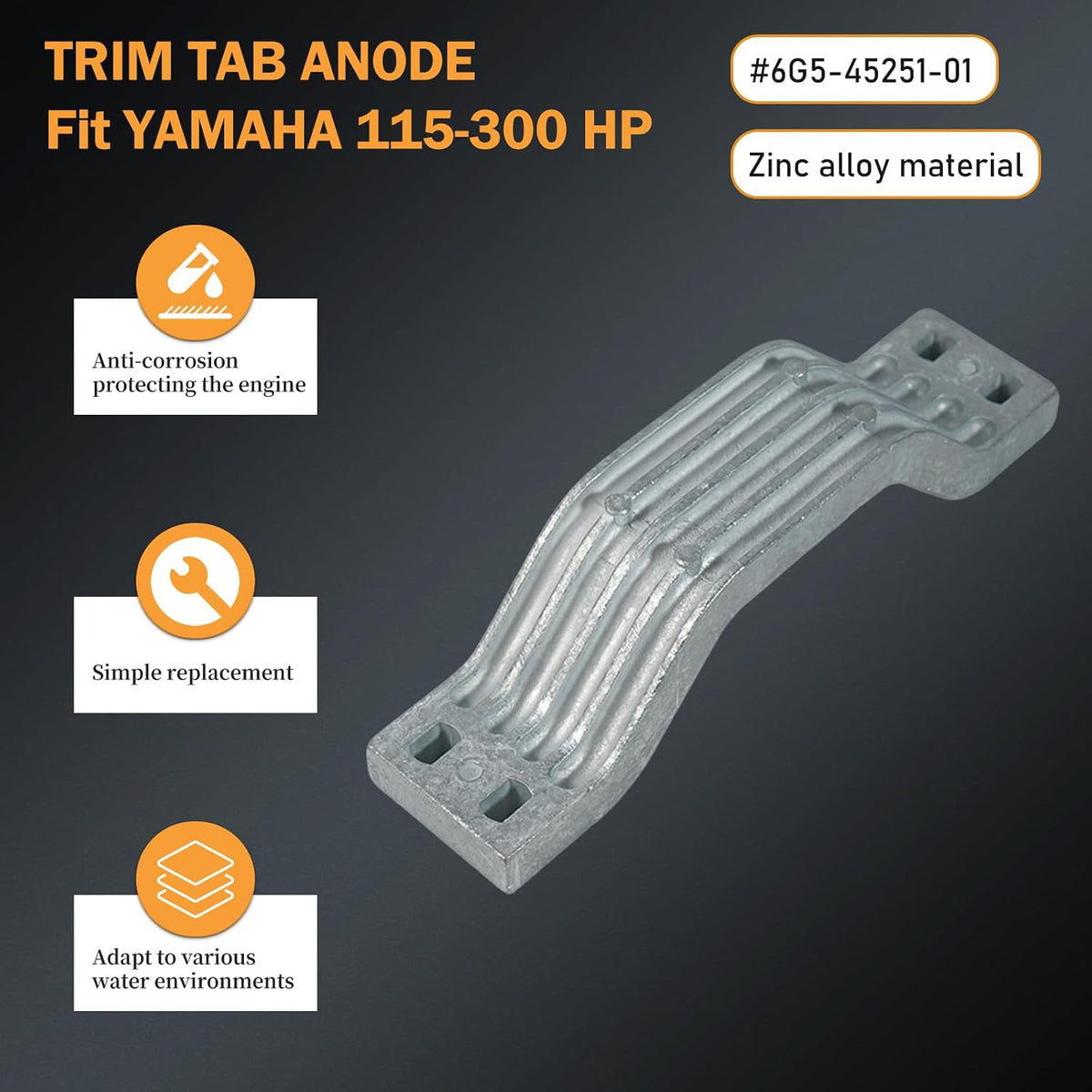 Tonvesda Zinkanode til Yamaha 115-300HK 6G5-45251-01