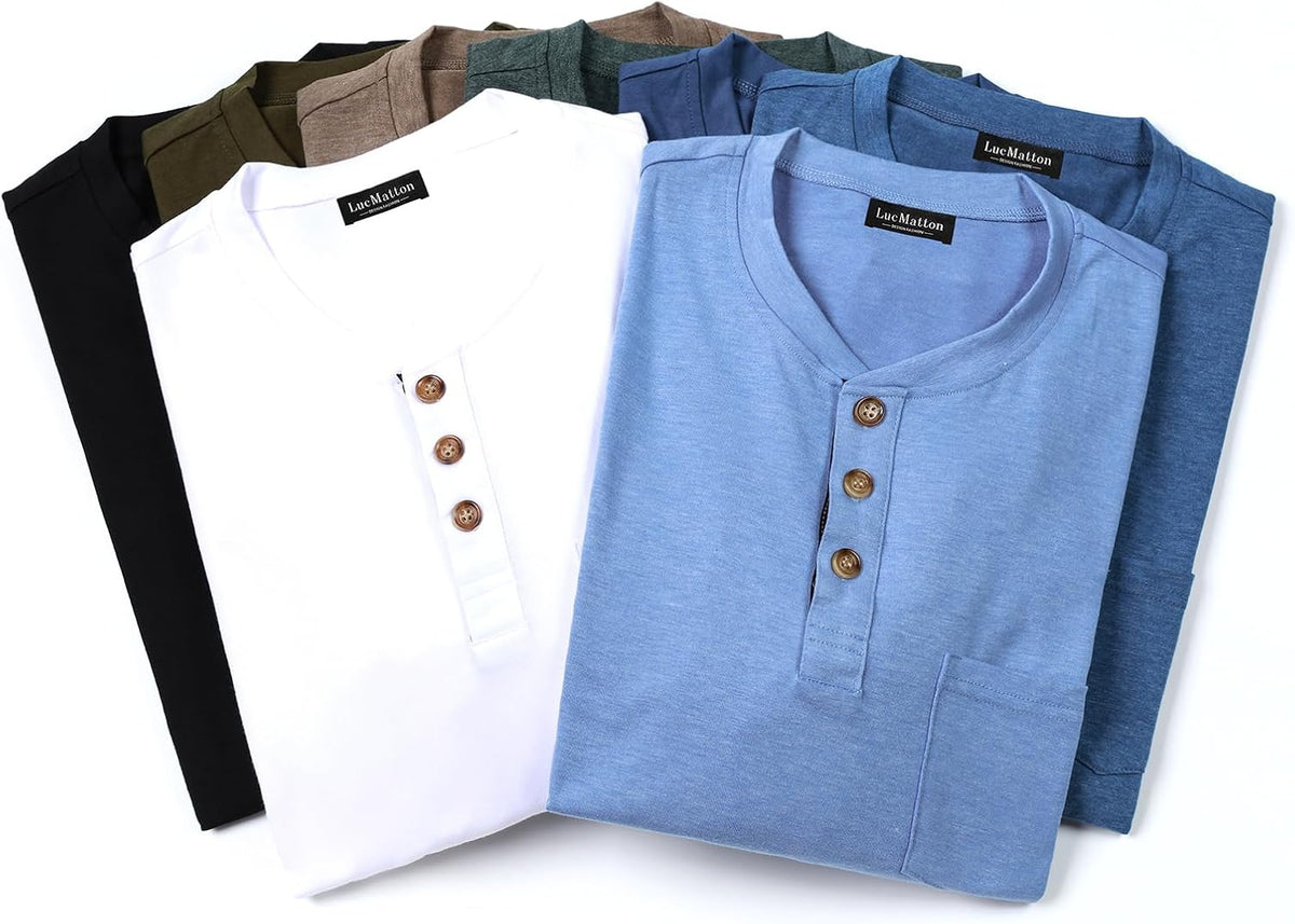 LucMatton Herre T-shirt Henley Slim Fit Langærmet Lucw210916