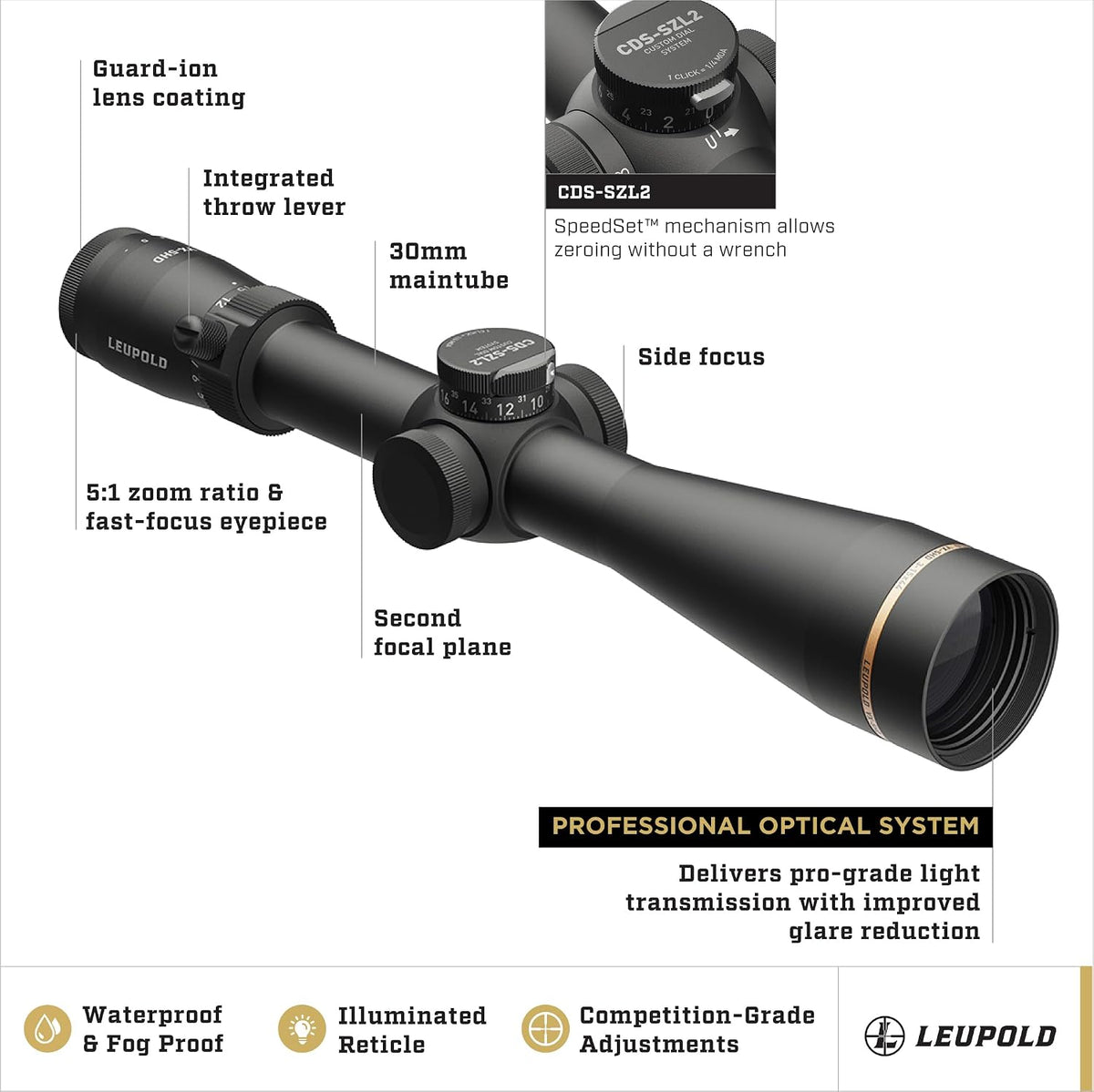 Leupold Kikkertsigte VX-5HD Gen 2 3-15x44mm 30mm 183850