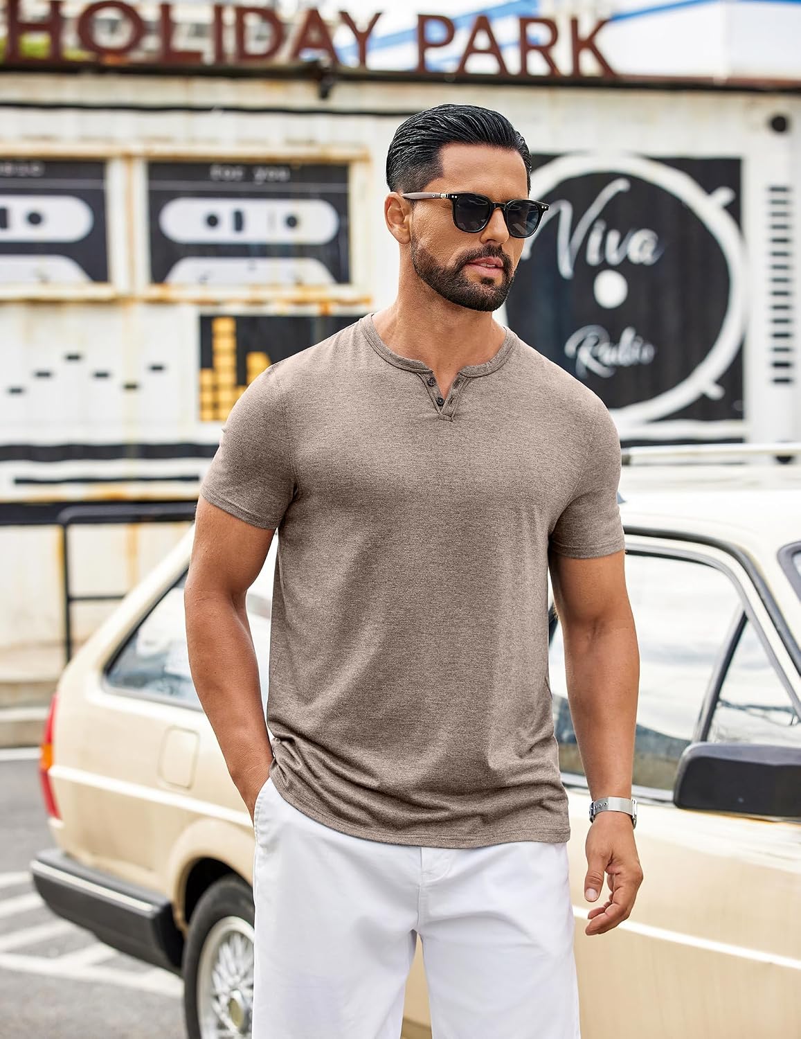 COOFANDY Herre T-shirt V-Hals Cxj010429