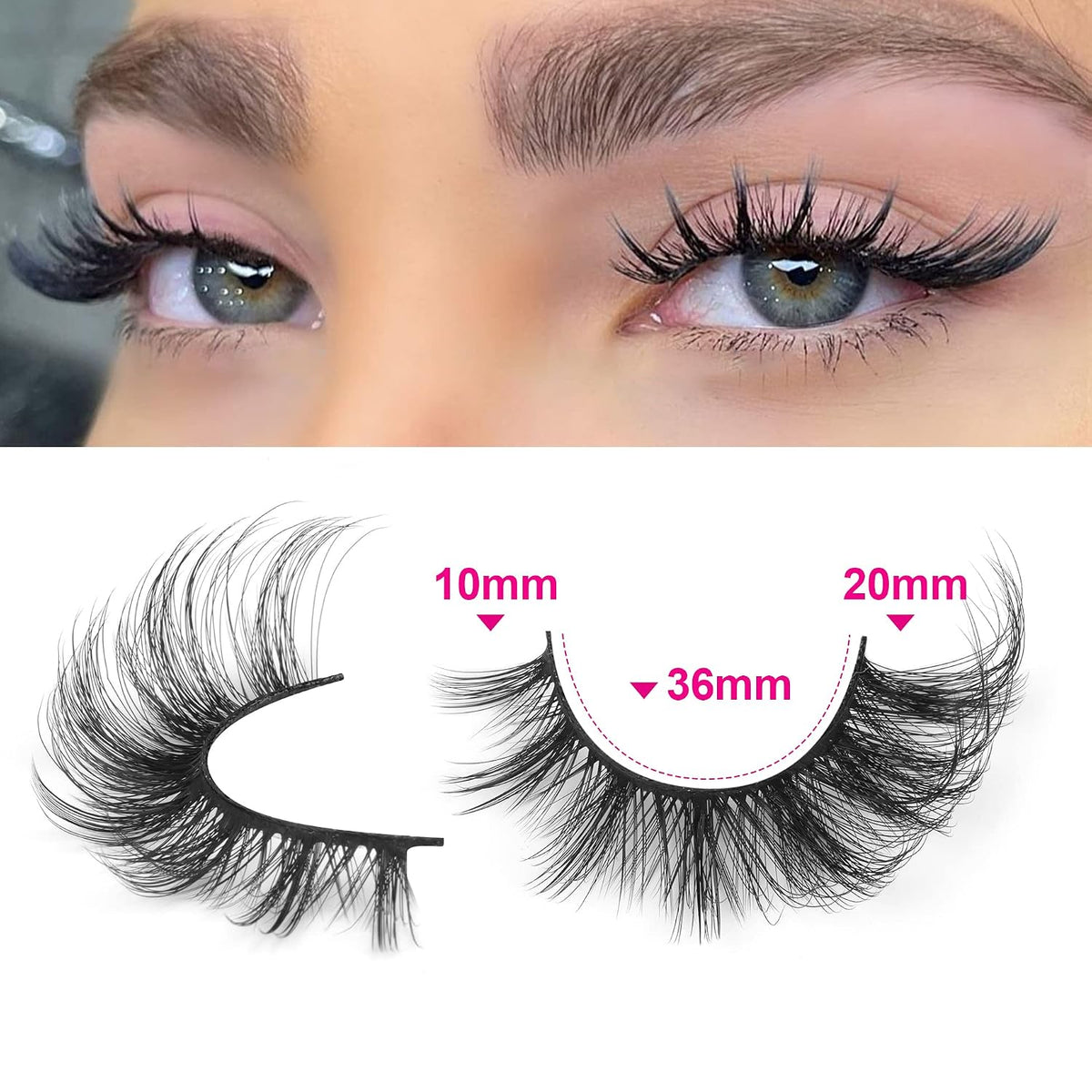 ALICROWN HAIR Wispy Fox Eye Kunstige Øjenvipper til Kvinder 7 Par