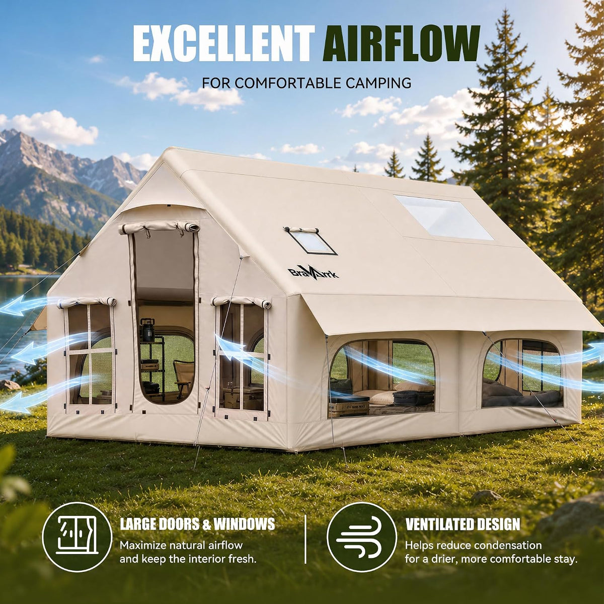 BravArrk Oppusteligt Camping Telt 8 Personer BK01010107
