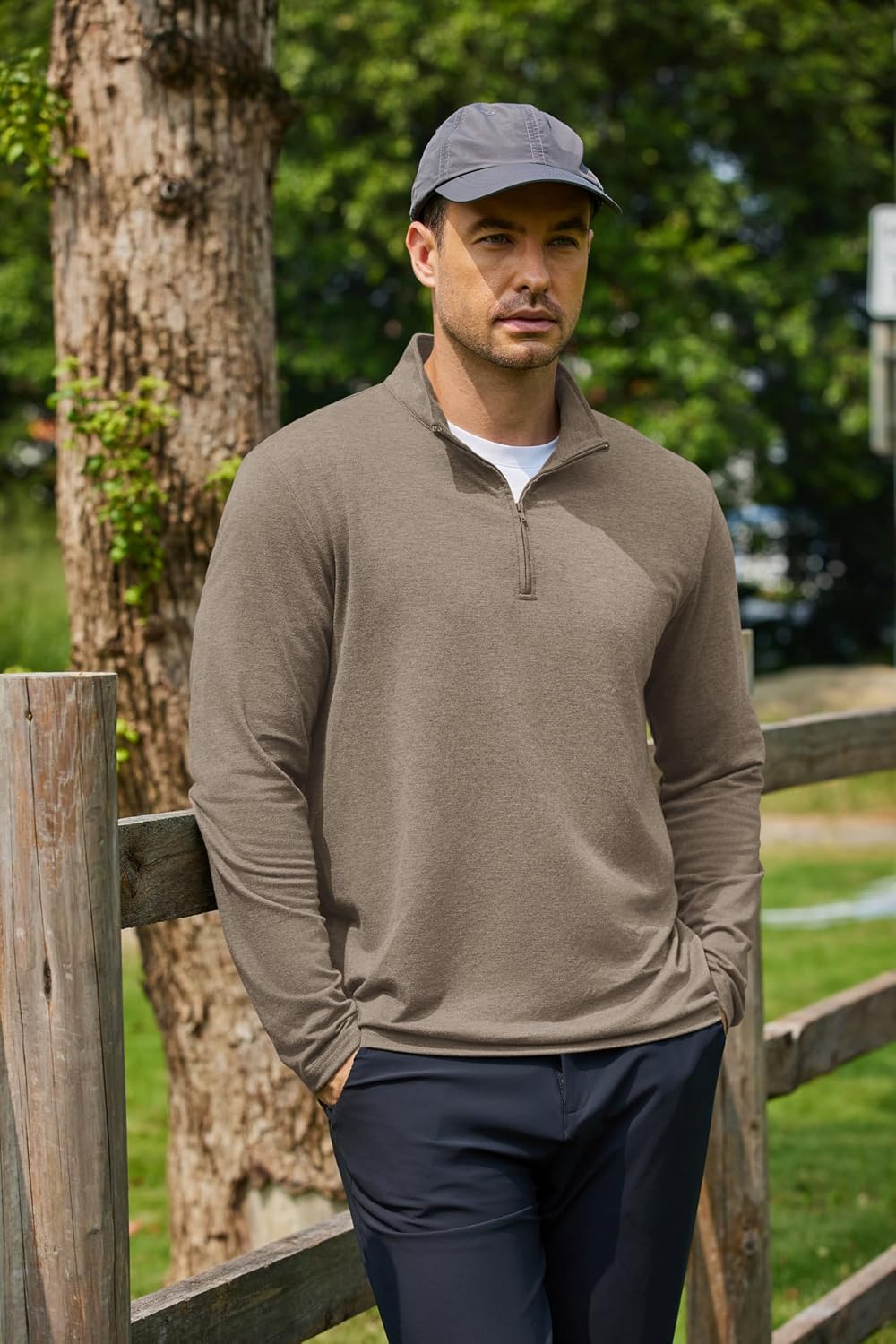 COOFANDY Herre Sweatshirt Quarter Zip Mock Neck