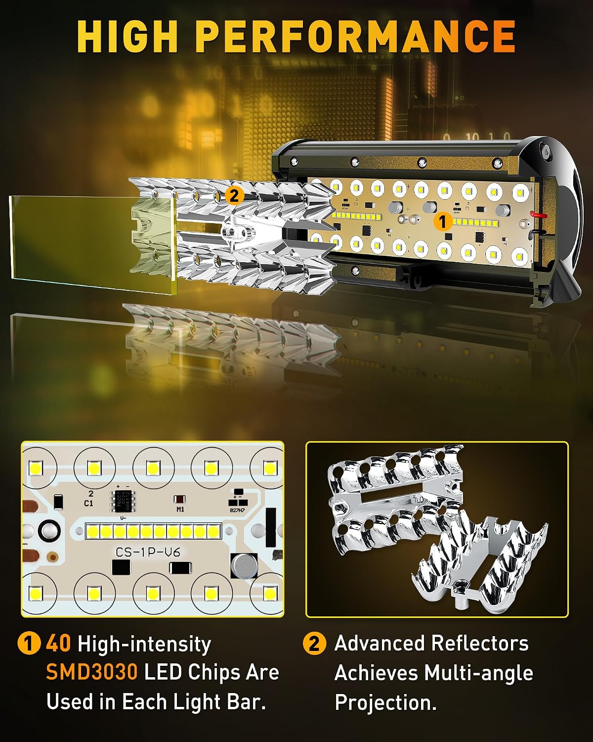 NAOEVO LED Light Bar 17.8 cm 2 Stk. 240W
