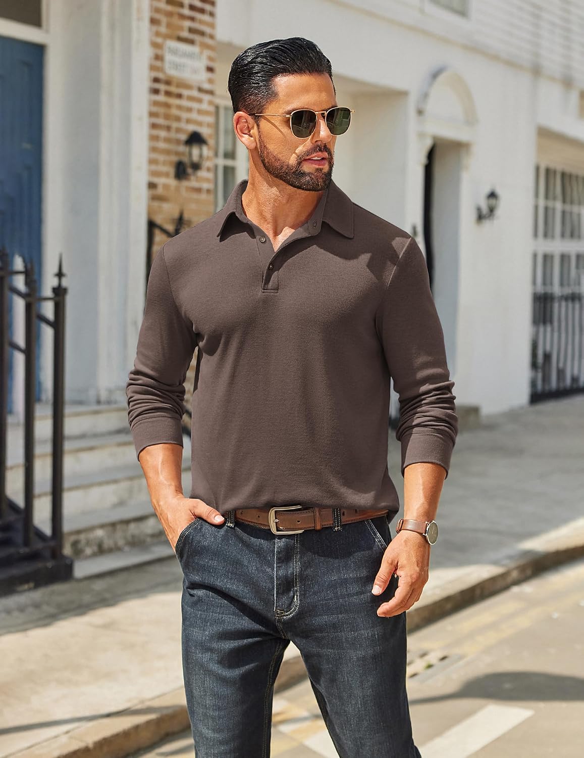 COOFANDY Herre Poloshirt Klassisk Langærmet Ztj010131