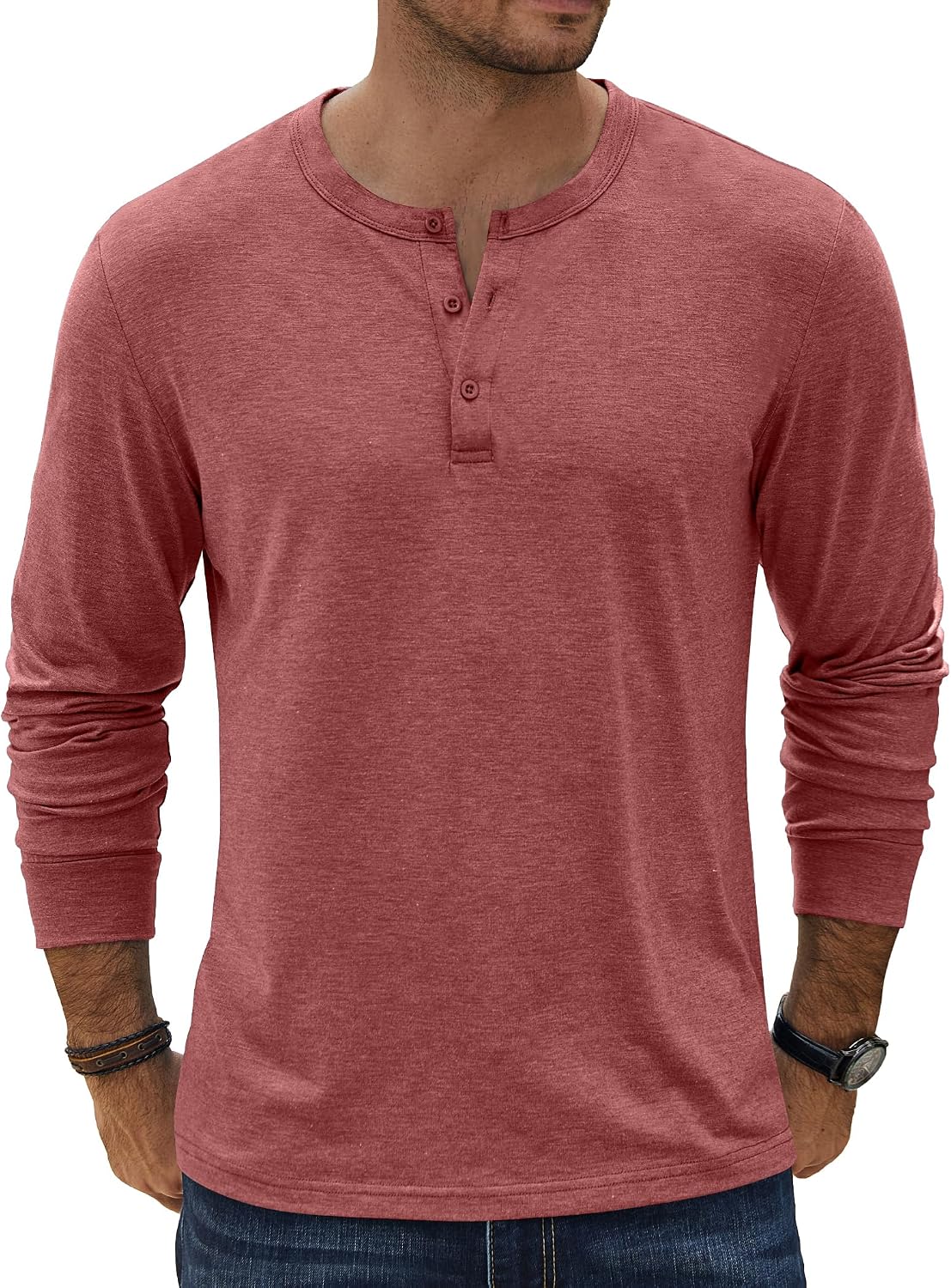 COOFANDY Herre T-shirt Henley Langærmet Ztj009590