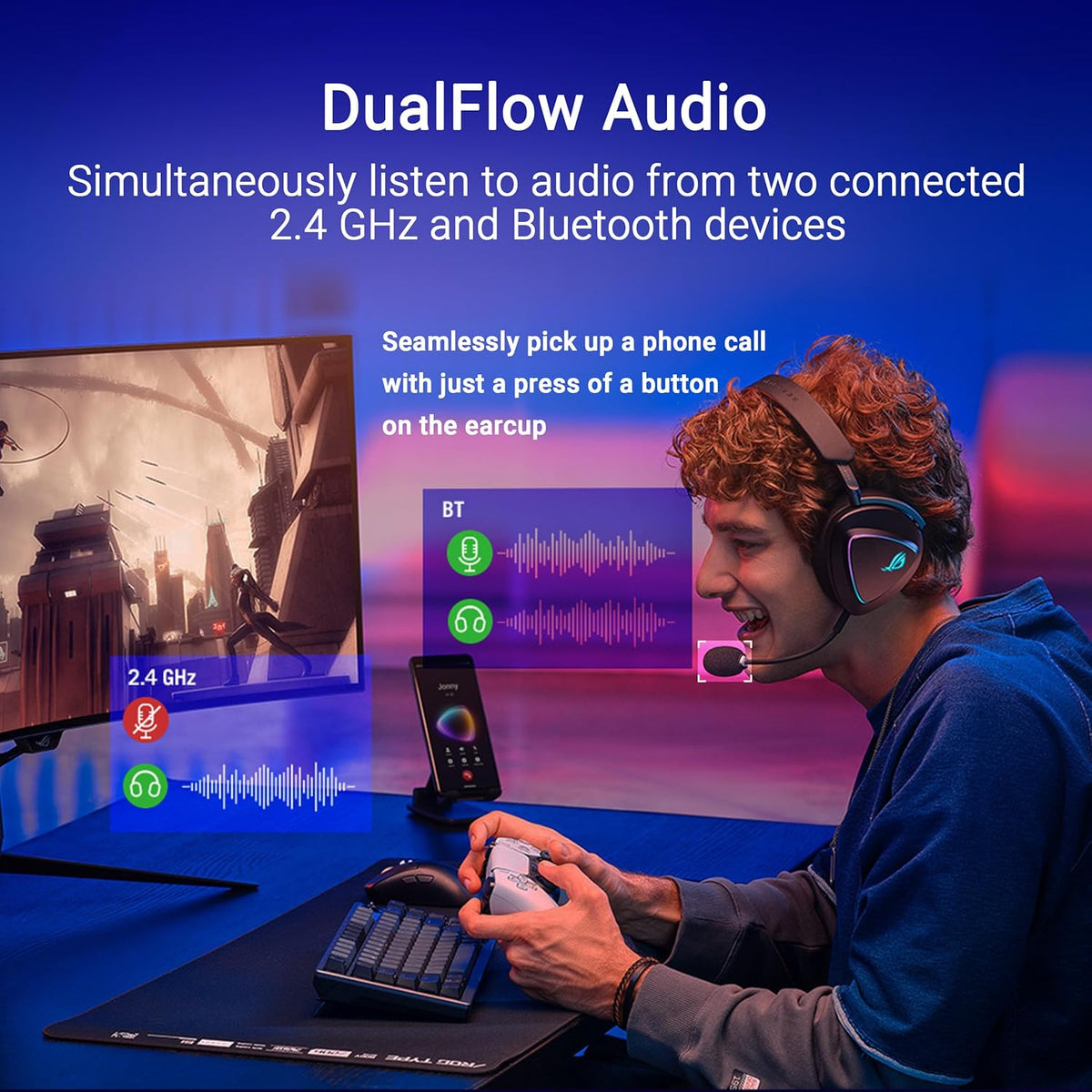 ASUS ROG Delta II Trådløse Over-Ear Gaming Headset A701 ROG DELTA II/BLK