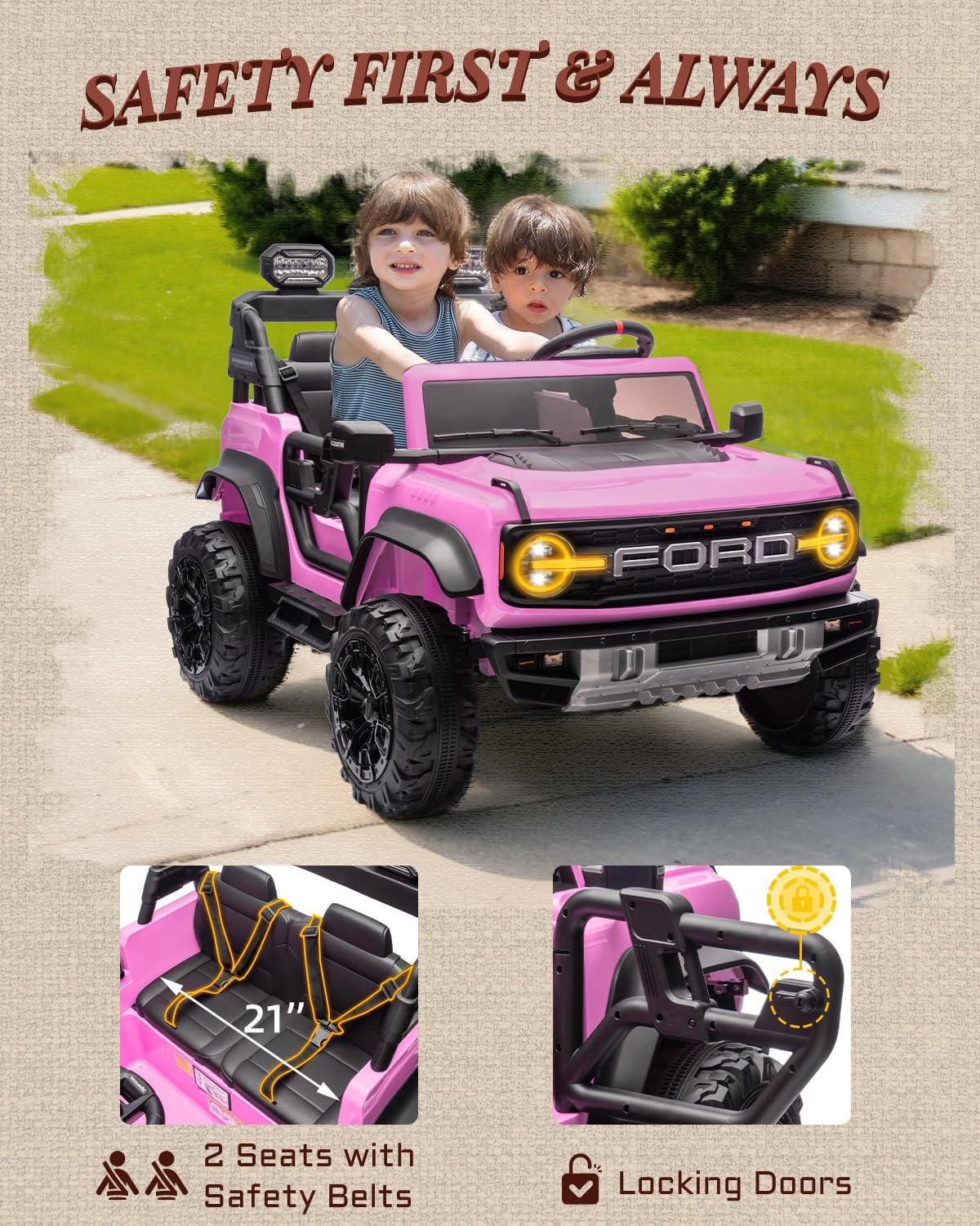 Ford Bronco Raptor Elbil til Børn 2-Personers FB001