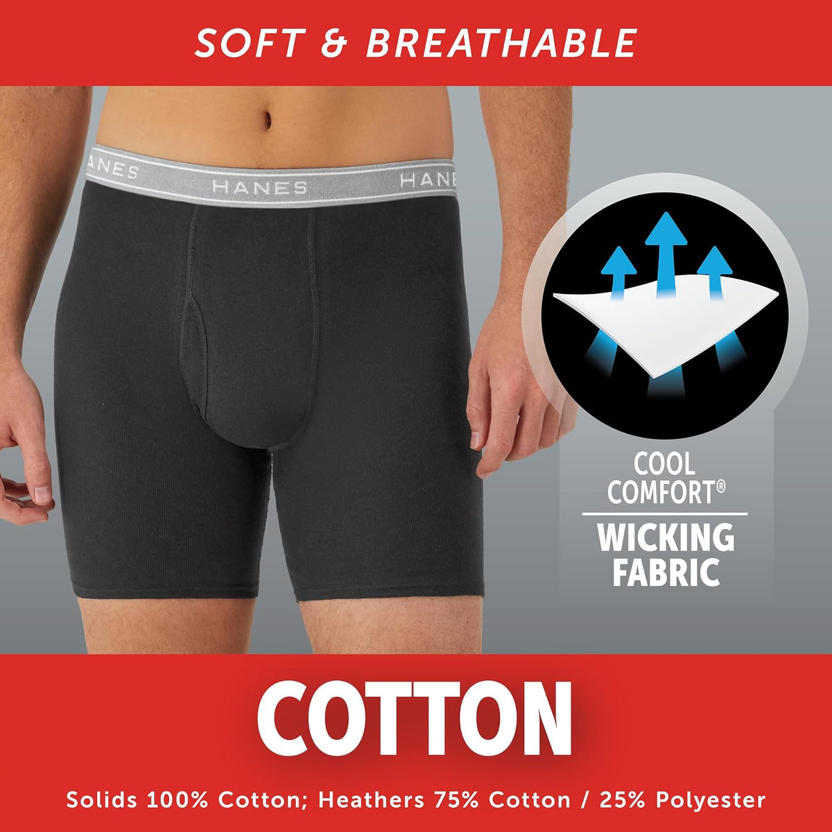 Hanes Herre Underbukser Boxer Briefs Bomuld 734Q12
