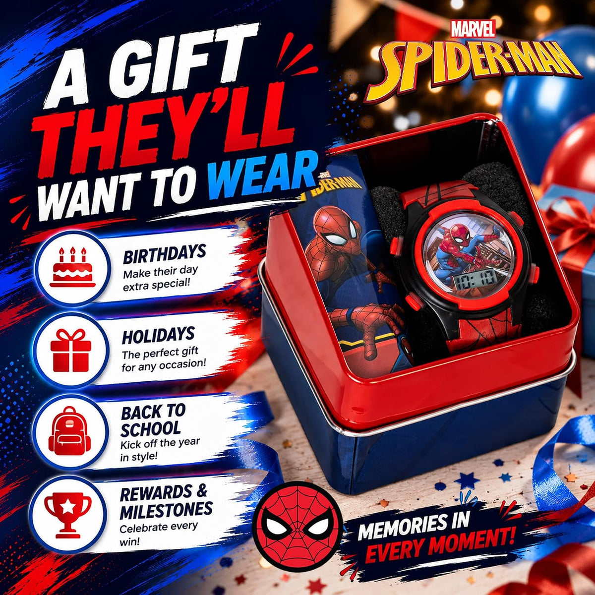 Accutime Marvel Spider-Man Børneur Digitalt Display