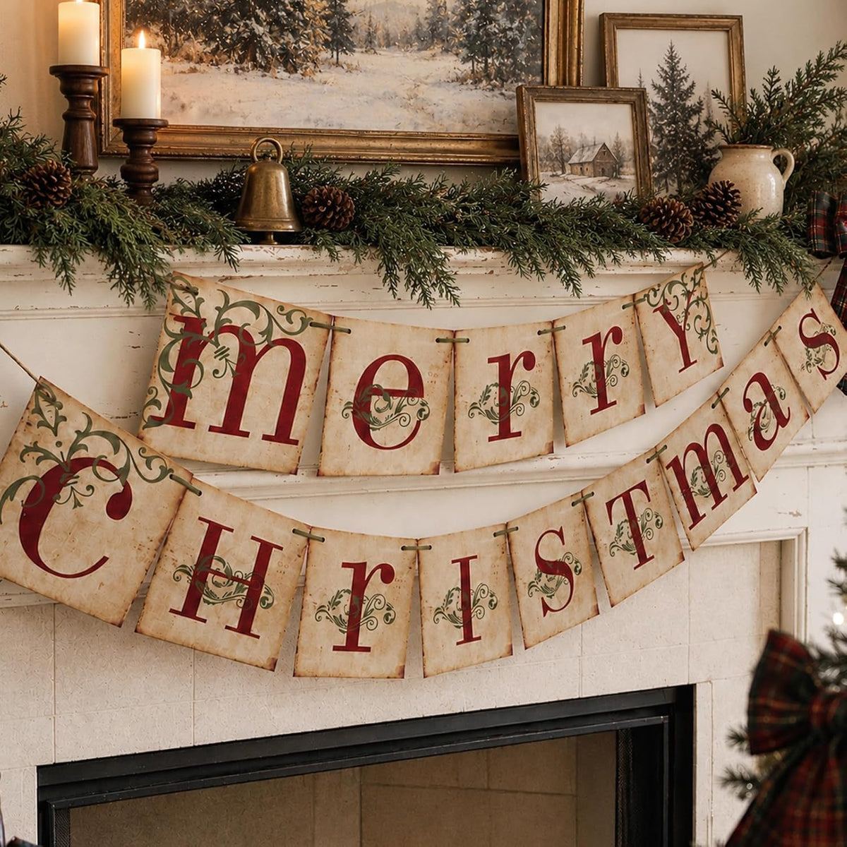 ORIENTAL CHERRY Vintage Merry Christmas Banner MM017