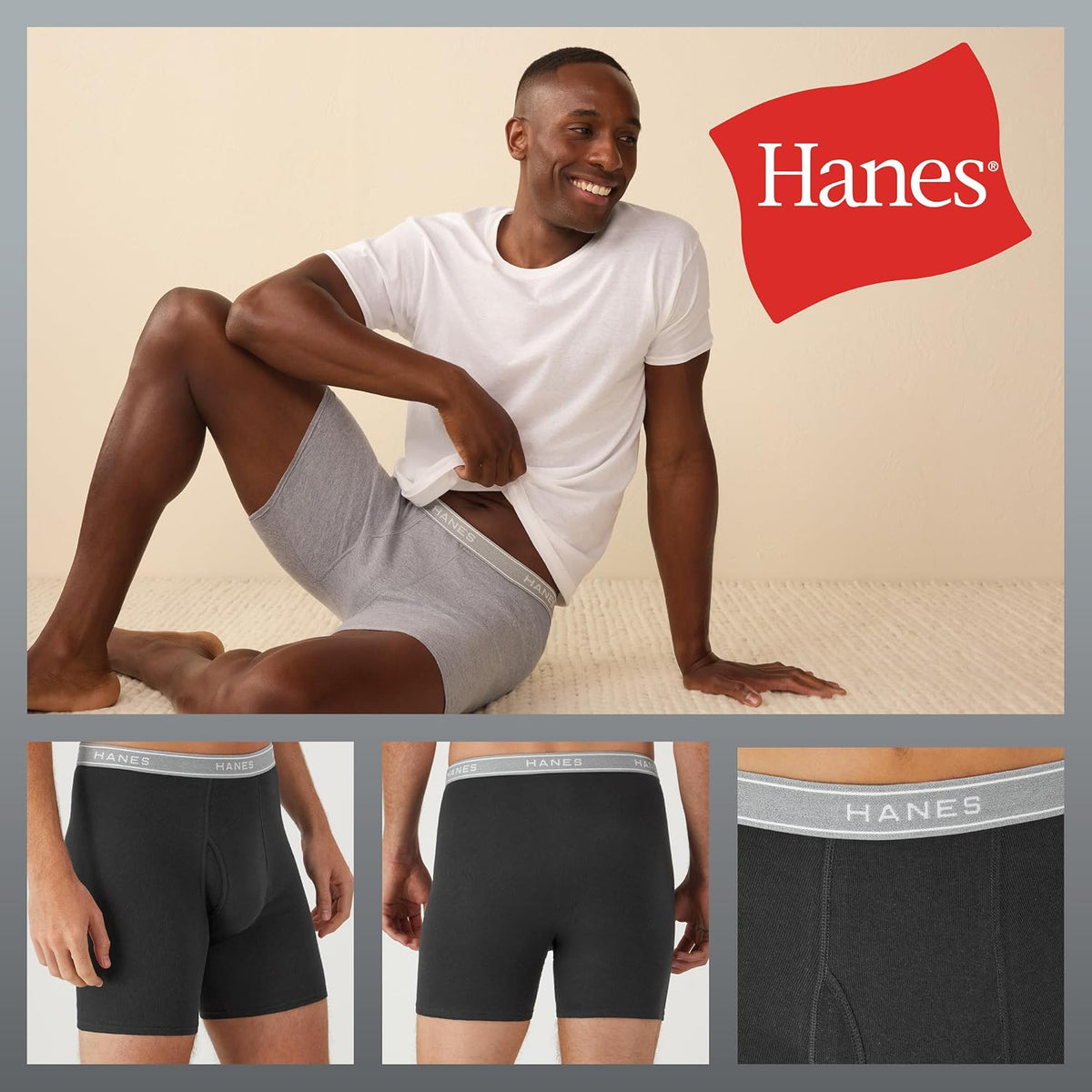 Hanes Herre Underbukser Boxer Briefs Bomuld 734Q12