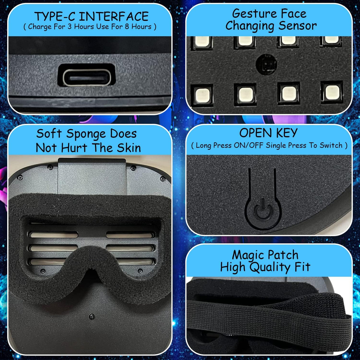 MOYACA LED Maske med Bevægelsessensor MOYACAM01