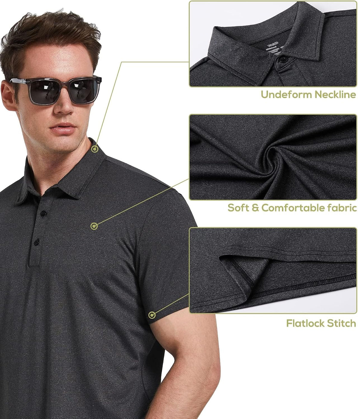 TELALEO Herre Poloshirt Kortærmet Golf Performance 5-Pak
