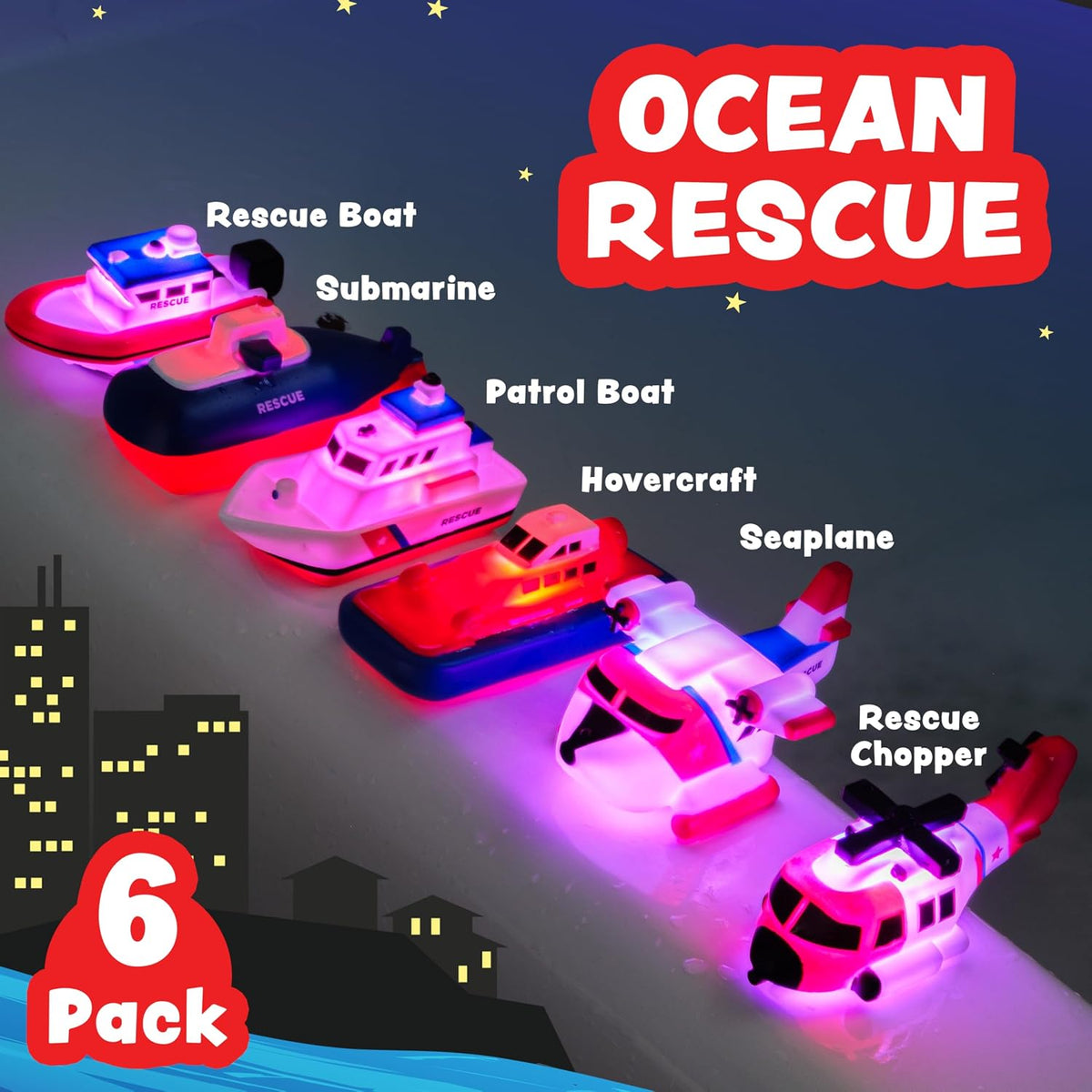 Tub Works Ocean Rescue Badekøretøjer 6-Pakke LGUPBT-OCER