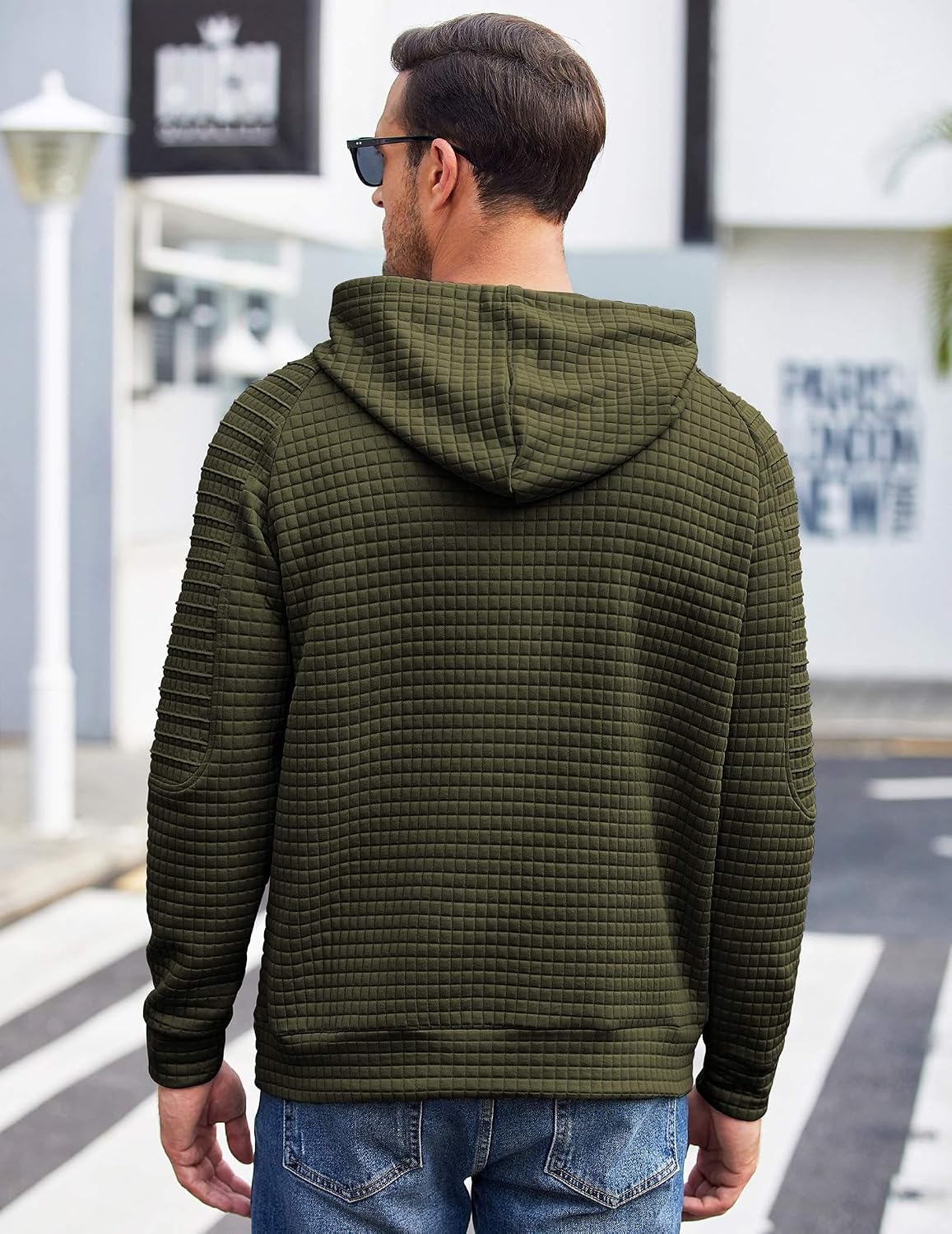 COOFANDY Herre Hættetrøje Pullover Vaffelstrik Casual
