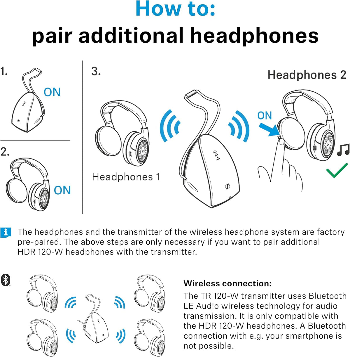 Sennheiser Trådløse On-Ear Høretelefoner RS 120-W 700171