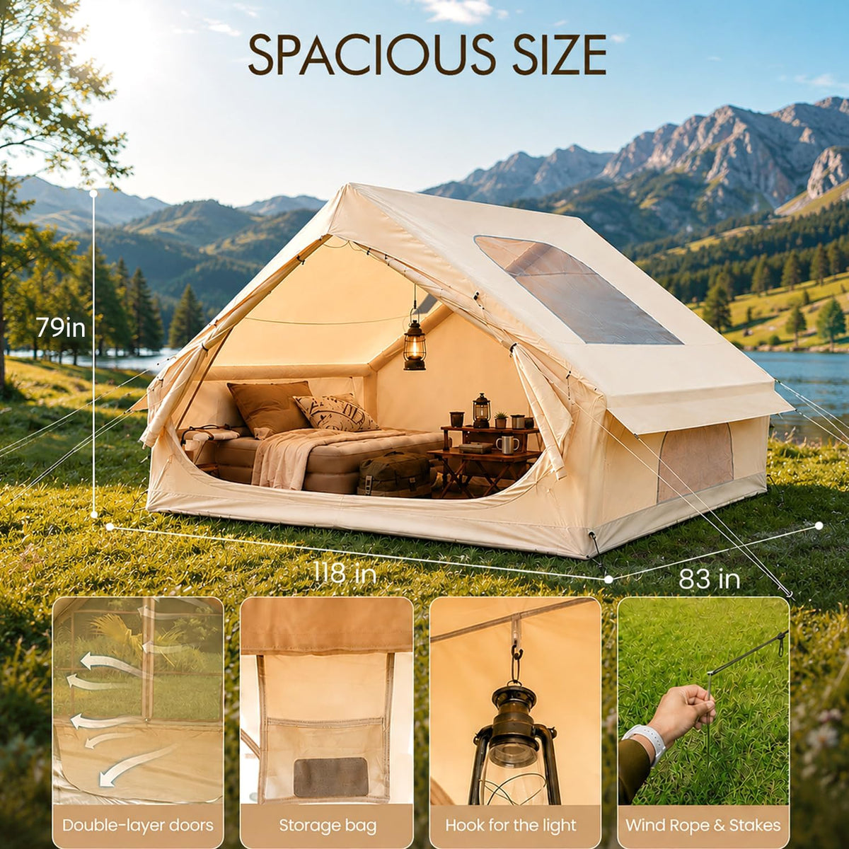 Al waha Al zhabia Oppusteligt Camping Telt 4 Personer OUD-ITC-0001-00