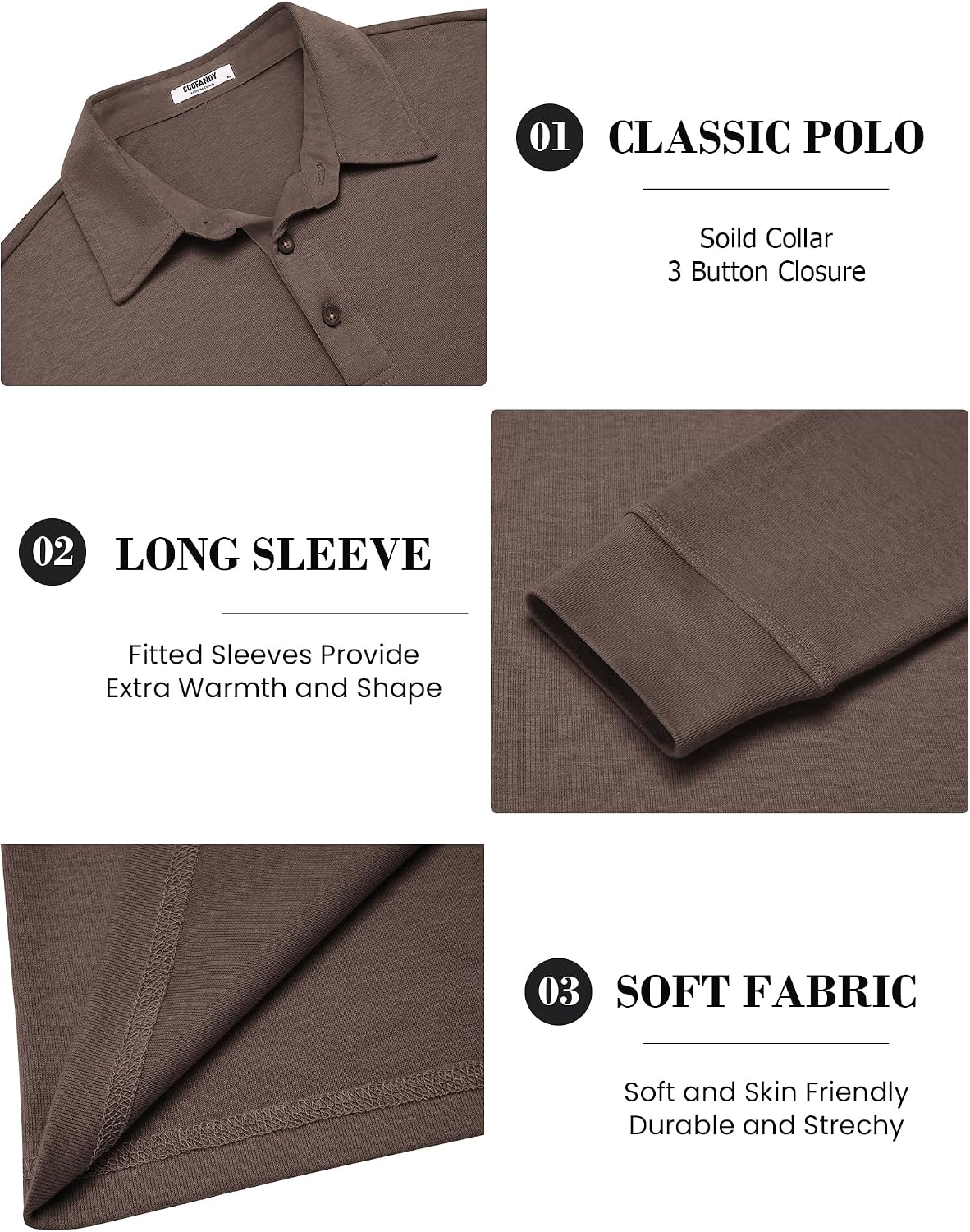 COOFANDY Herre Poloshirt Klassisk Langærmet Ztj010131
