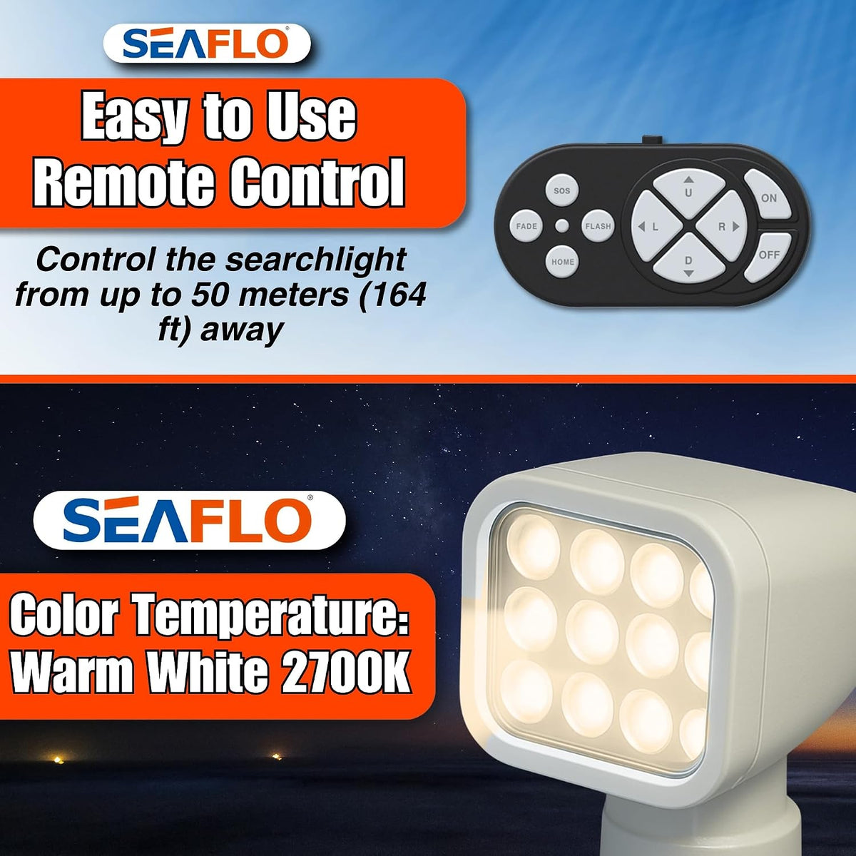 SEAFLO 360° LED Bådprojektør 10-30V SFSL-2700Y-02W
