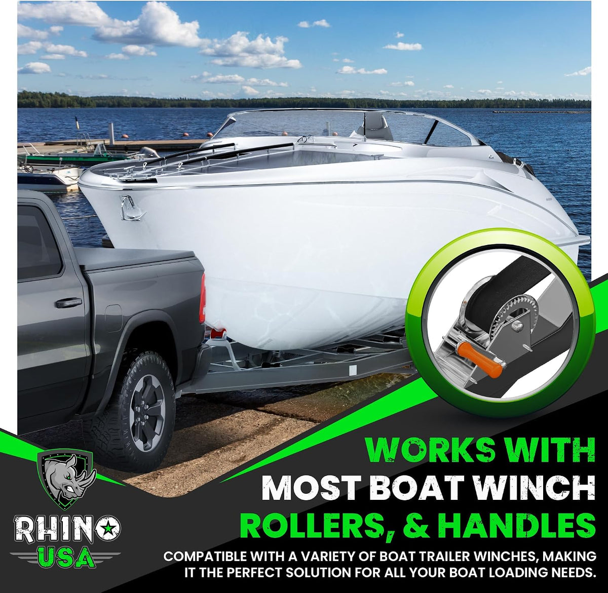 Rhino USA Bådtrailer Spilstrop med Krog 5 cm x 6,1 m WNCH-STRP