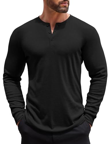 COOFANDY Herre Henley Skjorte Langærmet Ztj009440