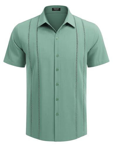 COOFANDY Herre Skjorte Cubansk Guayabera Kortærmet Ztj009248