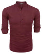 COOFANDY Herre Henley T-Shirt Langærmet Bomuld Hør ZSJ007181