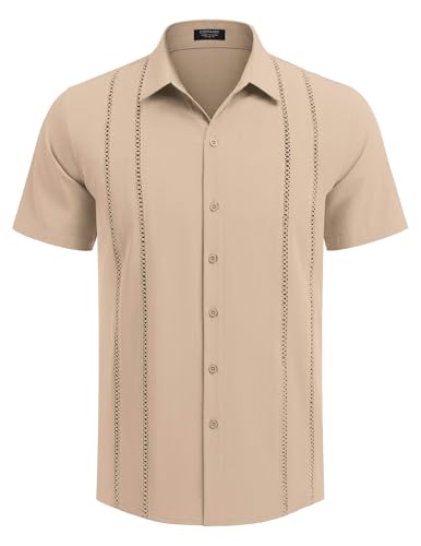 COOFANDY Herre Skjorte Cubansk Guayabera Kortærmet Ztj009248