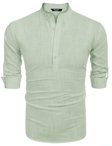 COOFANDY Herre Henley T-Shirt Langærmet Bomuld Hør ZSJ007181