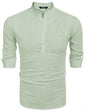 COOFANDY Herre Henley T-Shirt Langærmet Bomuld Hør ZSJ007181