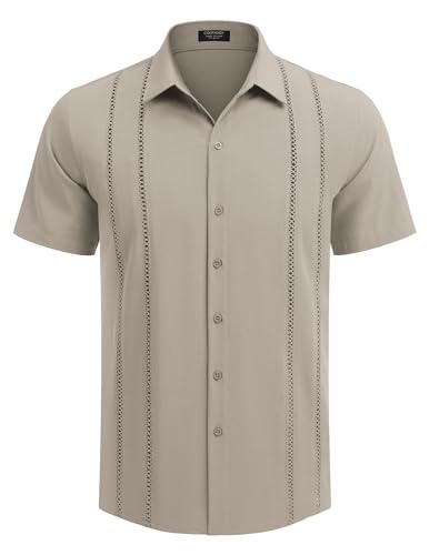 COOFANDY Herre Skjorte Cubansk Guayabera Kortærmet Ztj009248