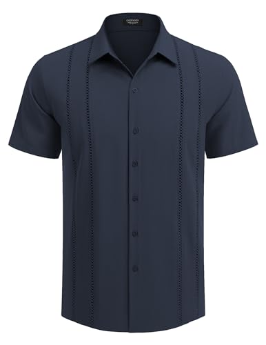 COOFANDY Herre Skjorte Cubansk Guayabera Kortærmet Ztj009248