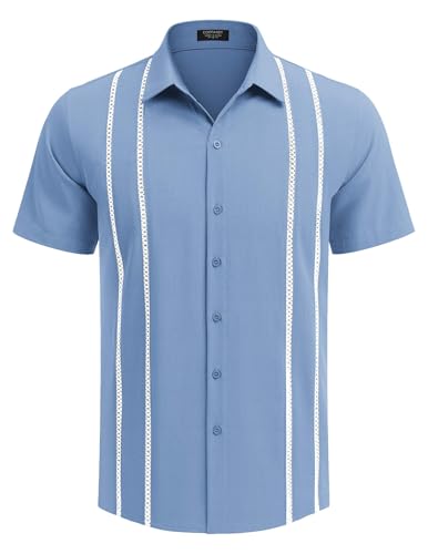 COOFANDY Herre Skjorte Cubansk Guayabera Kortærmet Ztj009248