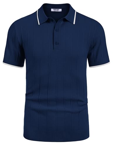 COOFANDY Herre Polo Kortærmet Ribstrikket Av007569