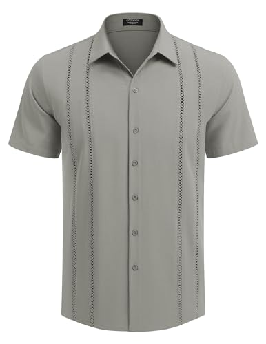 COOFANDY Herre Skjorte Cubansk Guayabera Kortærmet Ztj009248