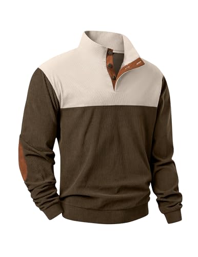 JMIERR Herre Sweatshirt Fløjl Quarter Button Pullover
