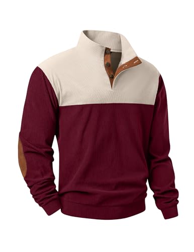 JMIERR Herre Sweatshirt Fløjl Quarter Button Pullover